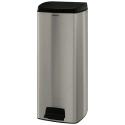 Brabantia MotionControl Rectangular Pedal Bin, Fingerprint Proof Matt Steel, 25L